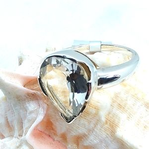 Genuine White Quartz Sterling Silver Ring [Size 10]
